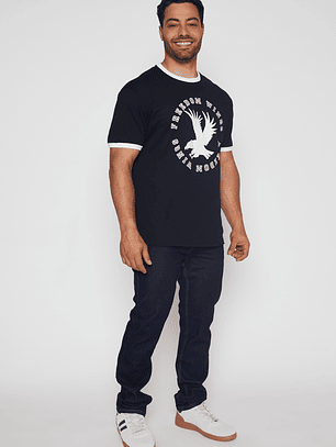 Polera College Contraste Hombre Negro Familyshop