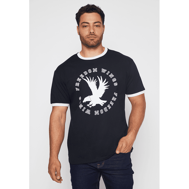 Polera College Contraste Hombre Negro Familyshop 1