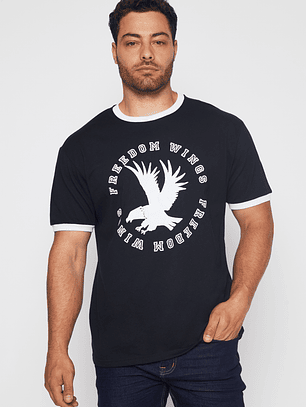 Polera College Contraste Hombre Negro Familyshop