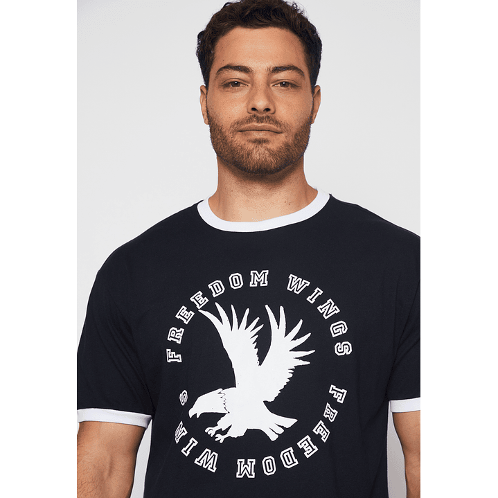 Polera College Contraste Hombre Negro Familyshop 4