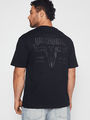Polera Longhorns Hombre Negro Familyshop