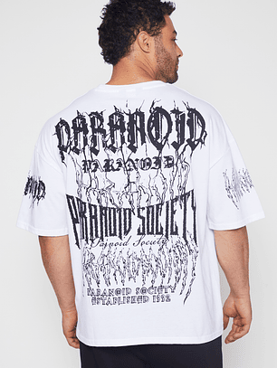 Polera Oversize Hombre Paranoid Blanco Familyshop