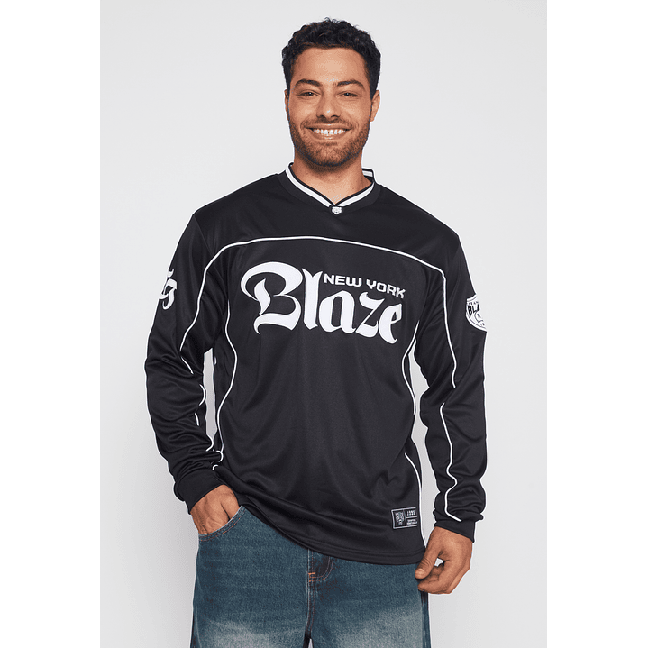 Polera Deportiva Cuello Hombre Negro Familyshop 1