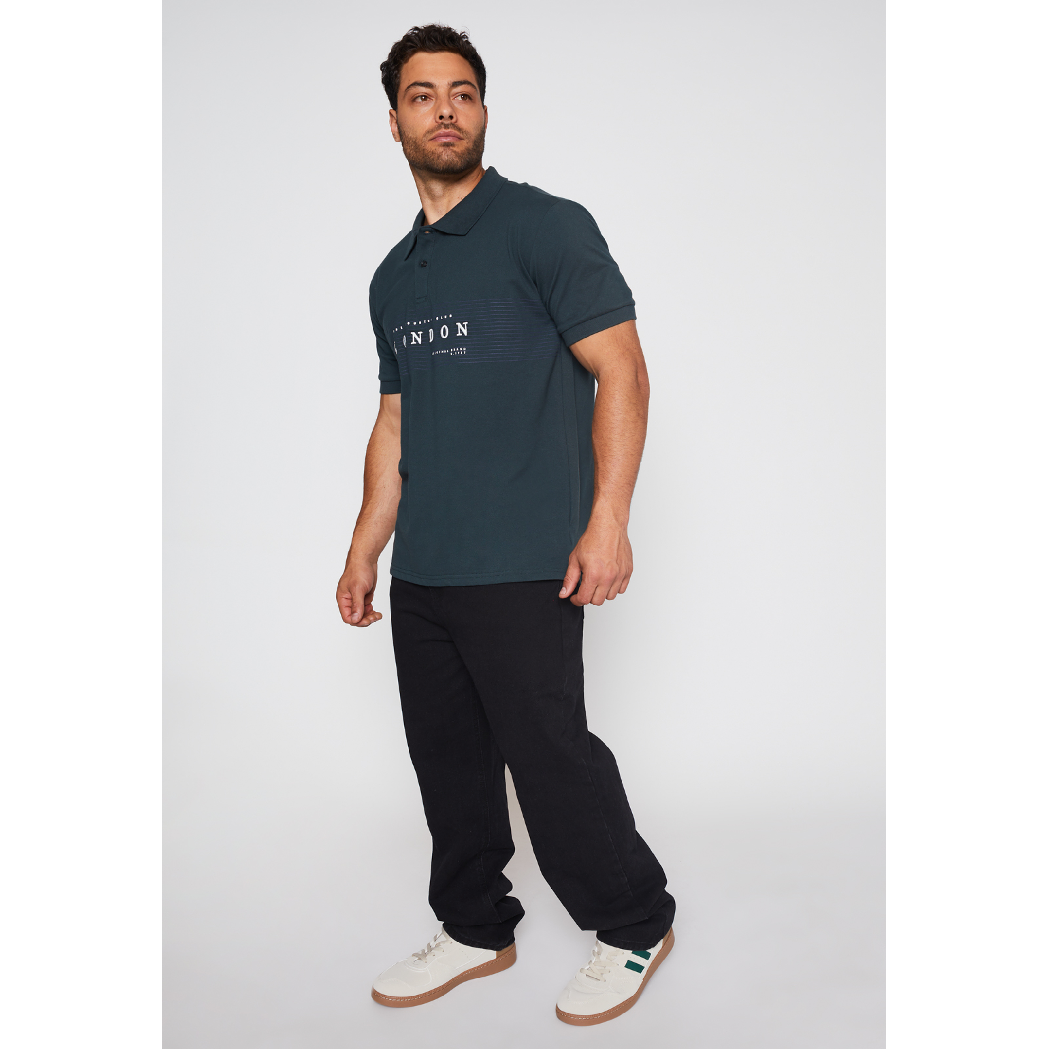 Polera Bordado London Hombre Gris Familyshop 2