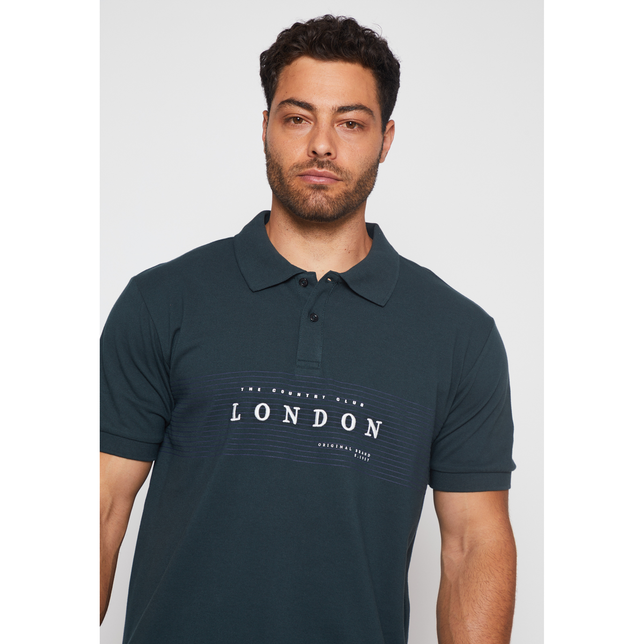 Polera Bordado London Hombre Gris Familyshop 4