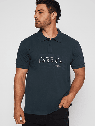 Polera Bordado London Hombre Gris Familyshop