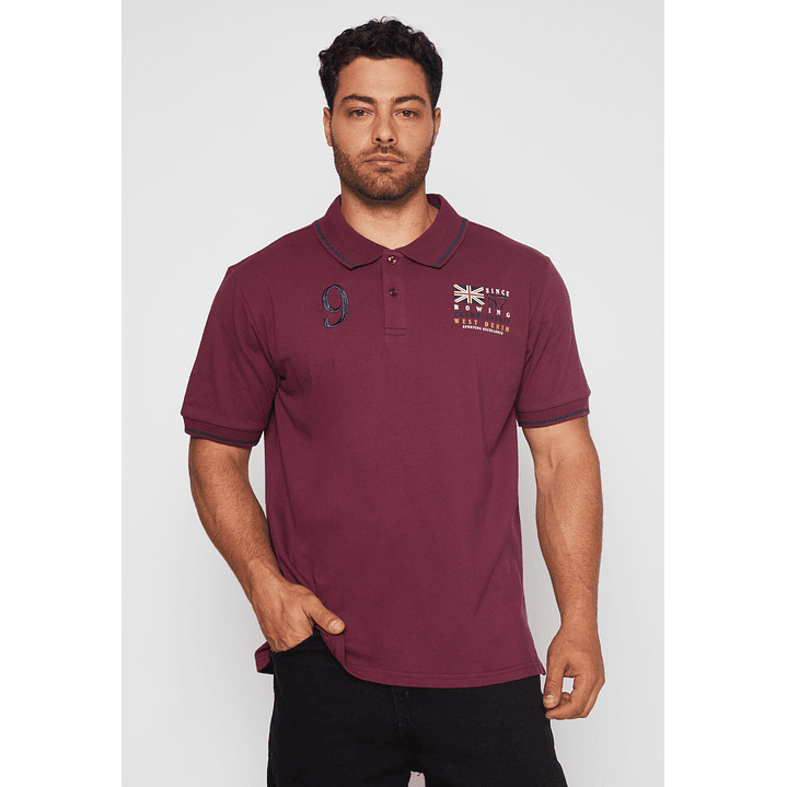 Polera Bordado Hombre Burdeo Familyshop 1