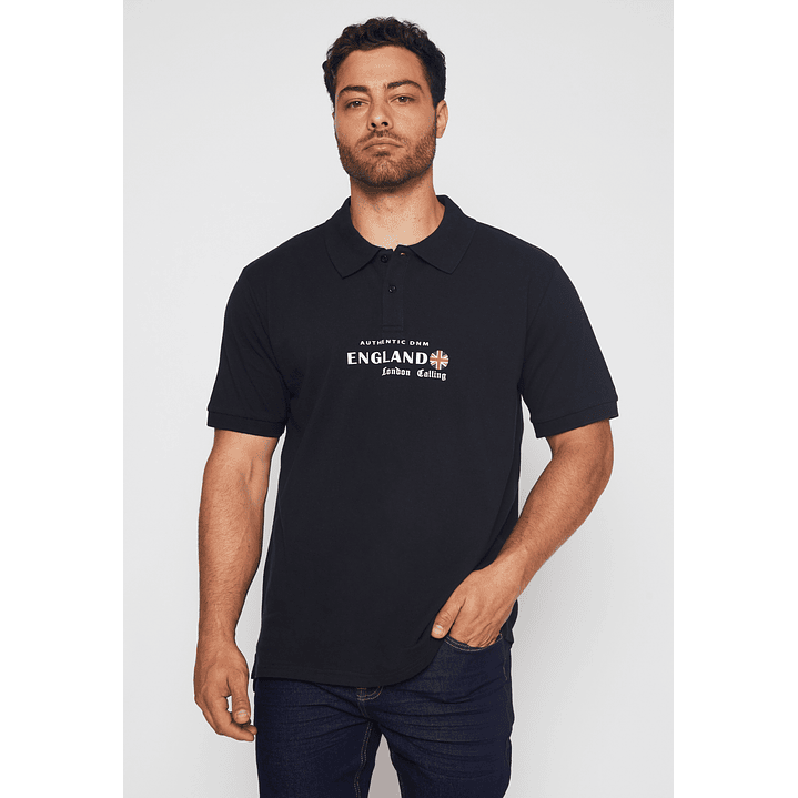 Polera Bordado England Hombre Negro Familyshop 1