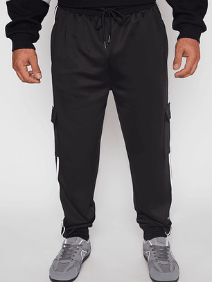 Pantalón Buzo Cargo Costado Hombre Negro Familyshop