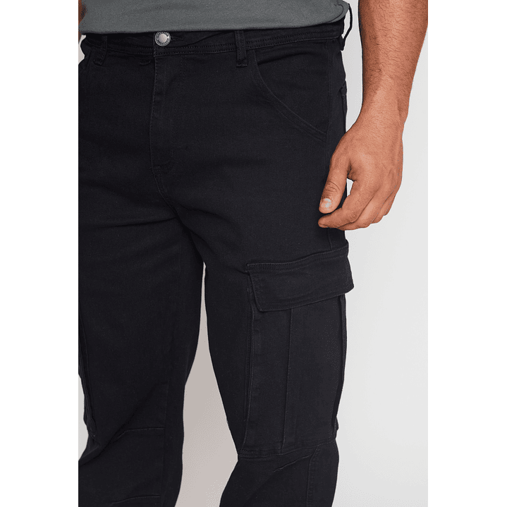 Jeans Cargo Ajustable Hombre Negro Familyshop 4