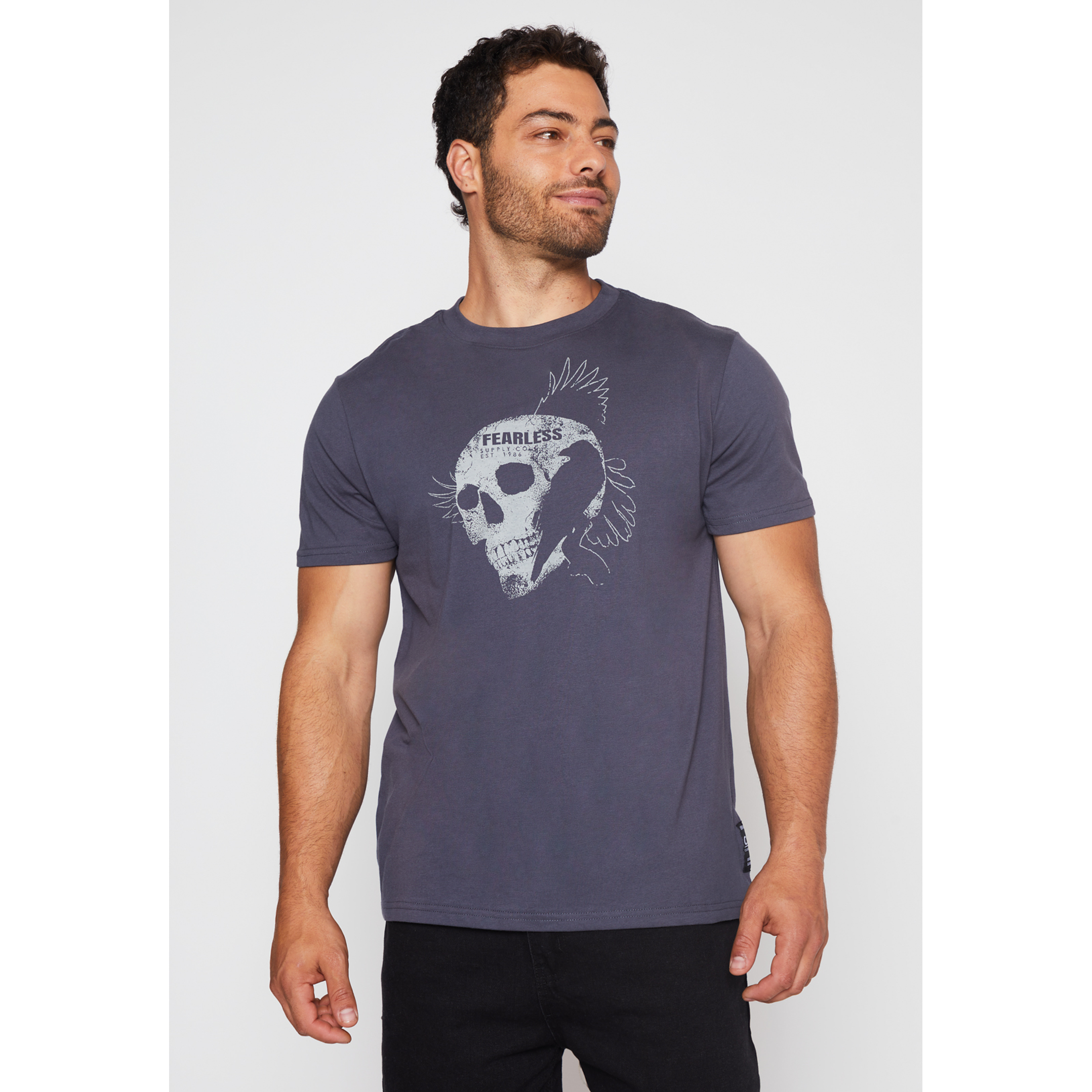 Polera Calavera Fearless Hombre Gris Familyshop 1