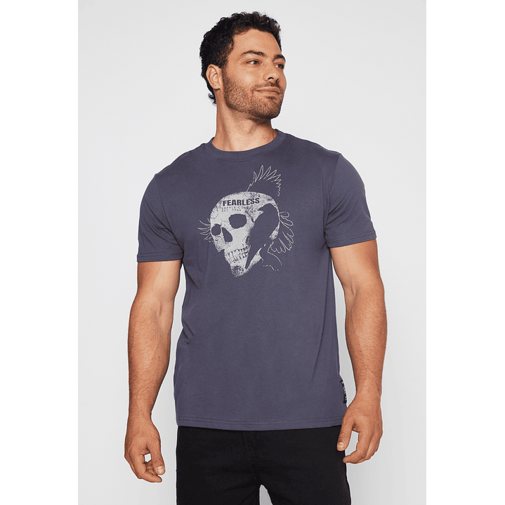 Polera Calavera Fearless Hombre Gris Familyshop 1