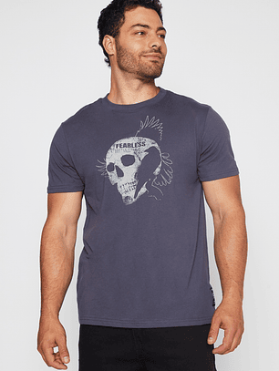 Polera Calavera Fearless Hombre Gris Familyshop