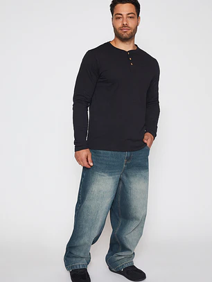 Polera Waffle Hombre Negro Familyshop