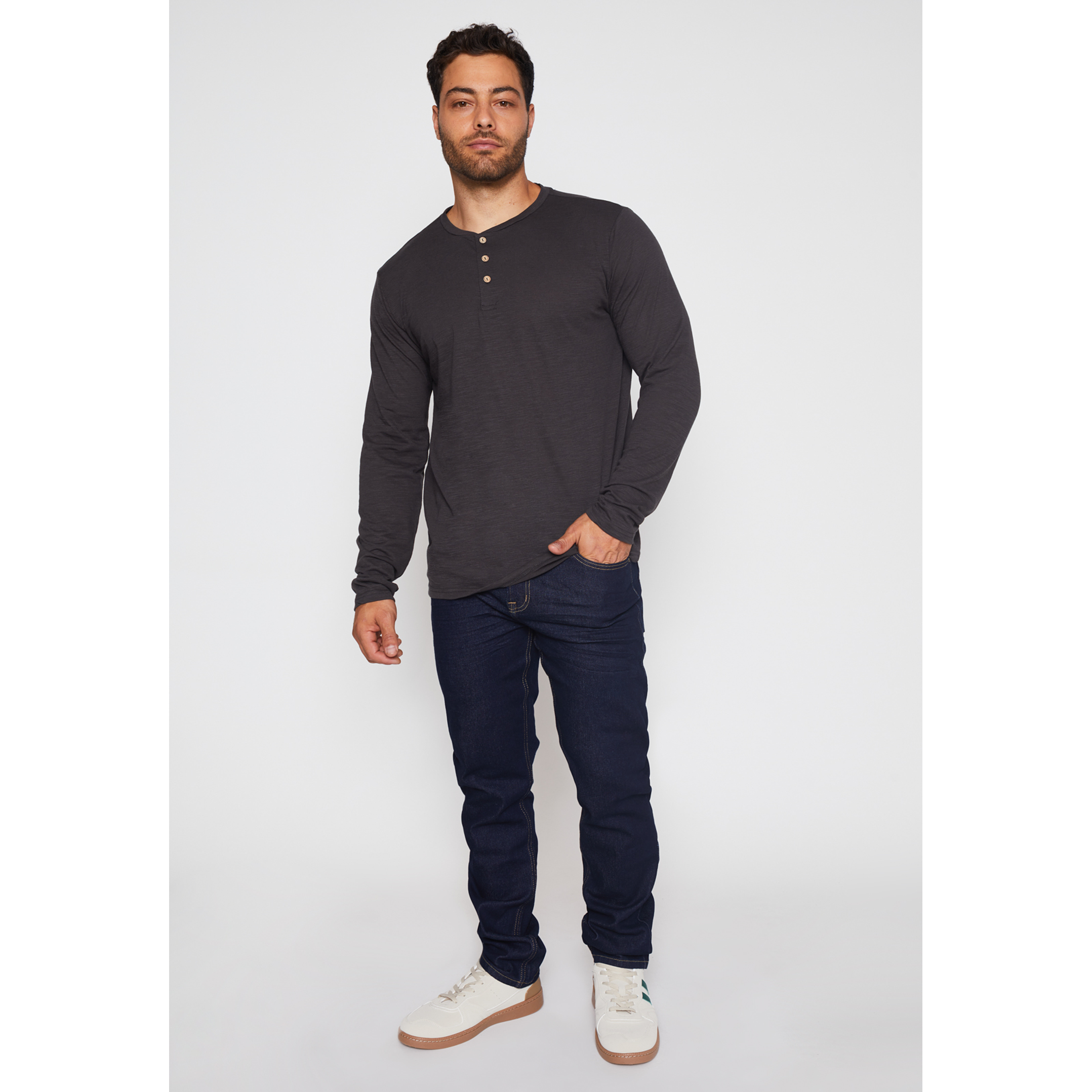 Polera Waffle Botones Hombre Gris Familyshop 2