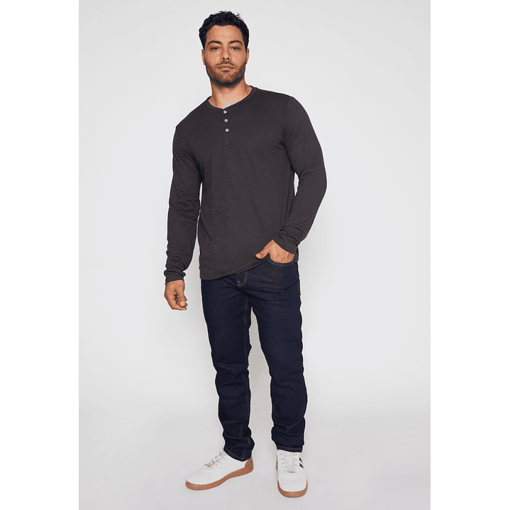 Polera Waffle Botones Hombre Gris Familyshop 2