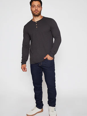 Polera Waffle Botones Hombre Gris Familyshop