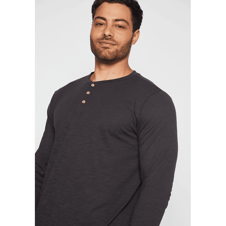 Polera Waffle Botones Hombre Gris Familyshop 4