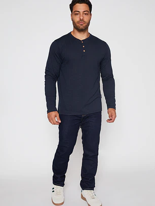 Polera Waffle Hombre Azul Familyshop