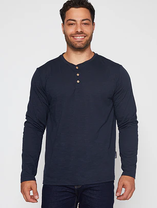 Polera Waffle Hombre Azul Familyshop