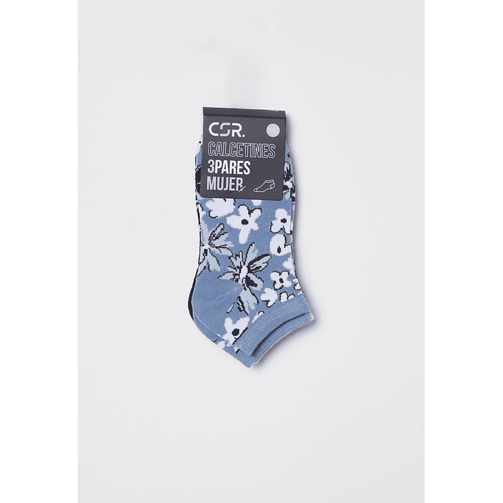 Calcetín Tripack Corto Mujer Azul Familyshop 2