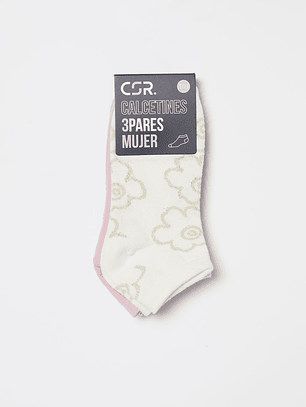 Calcetín Tripack Corto Mujer Gris Familyshop