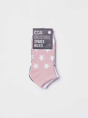 Calcetín Tripack Corto Mujer Negro Familyshop