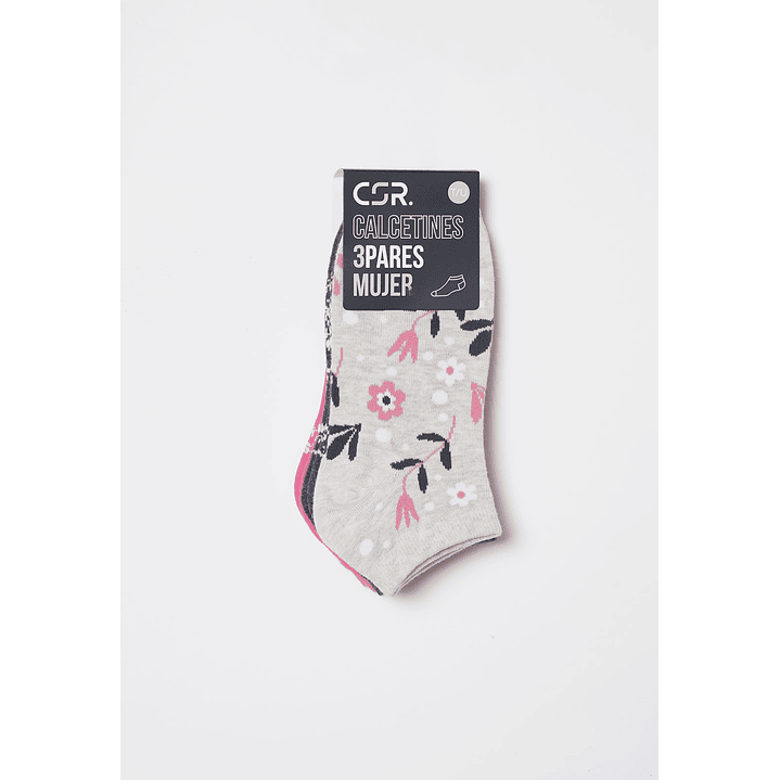 Calcetín Tripack Corto Mujer Fucsia Familyshop 2