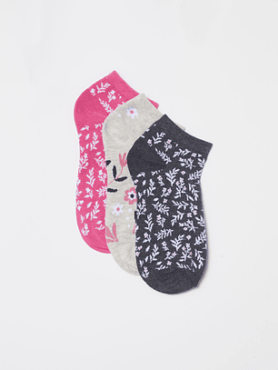 Calcetín Tripack Corto Mujer Fucsia Familyshop