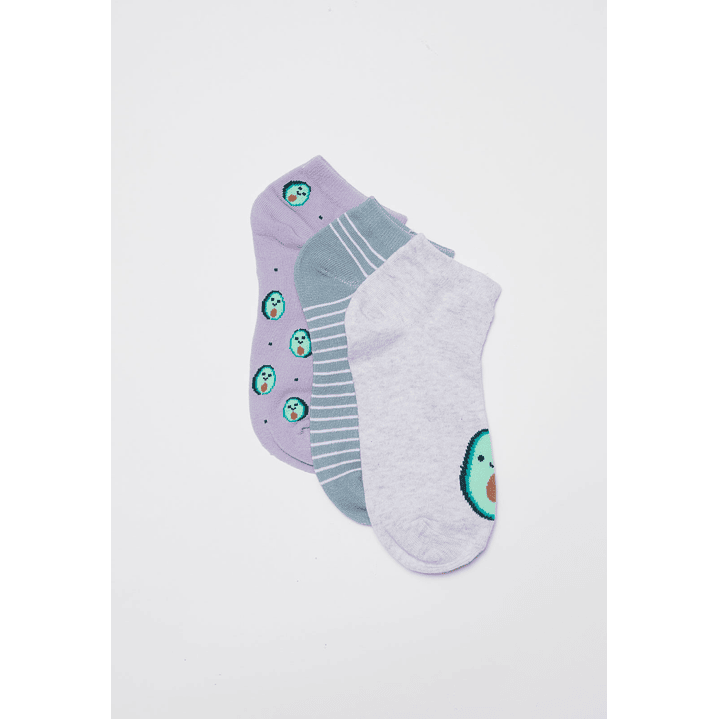 Calcetín Tripack Corto Mujer Gris Familyshop 1