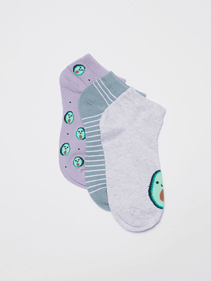 Calcetín Tripack Corto Mujer Gris Familyshop