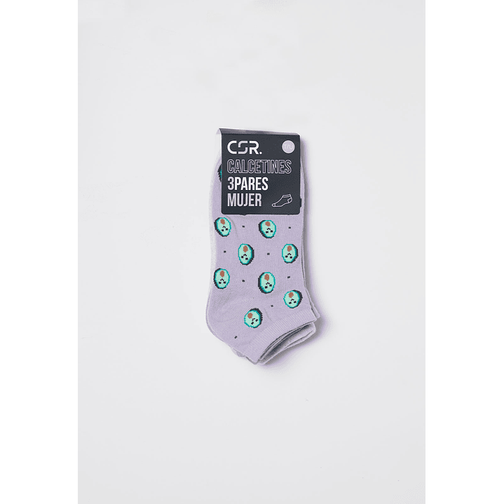 Calcetín Tripack Corto Mujer Gris Familyshop 2
