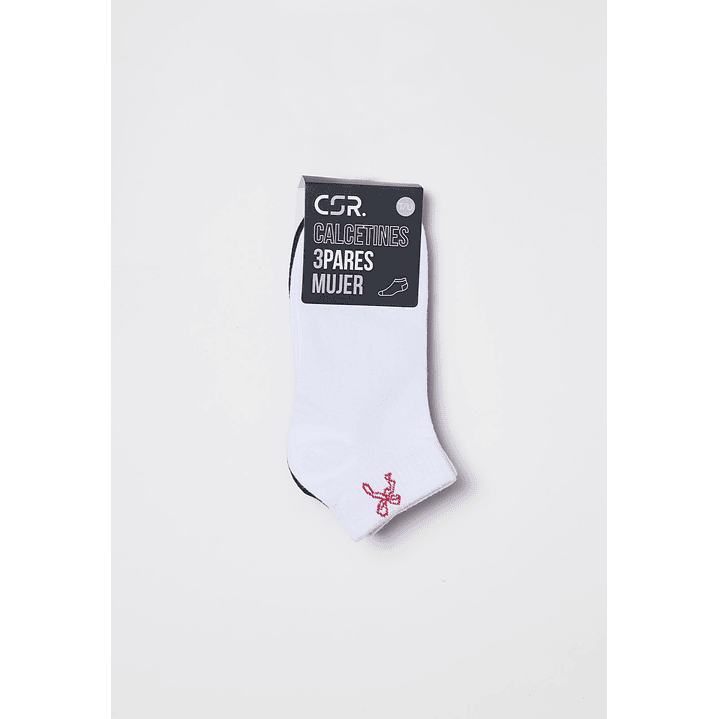 Calcetín Tripack Corto Mujer Blanco Familyshop 2