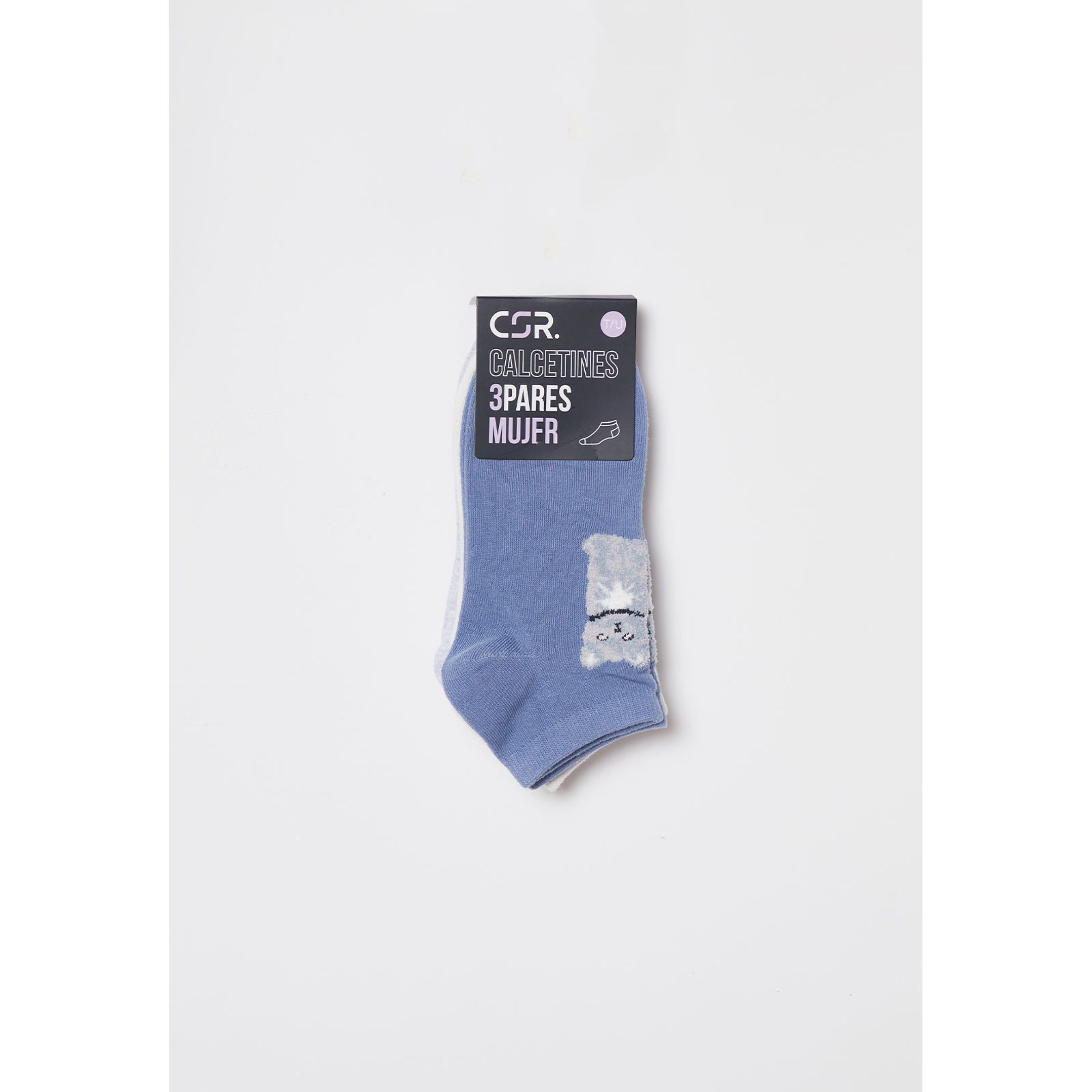 Calcetín Tripack Corto Mujer Gris Familyshop 2