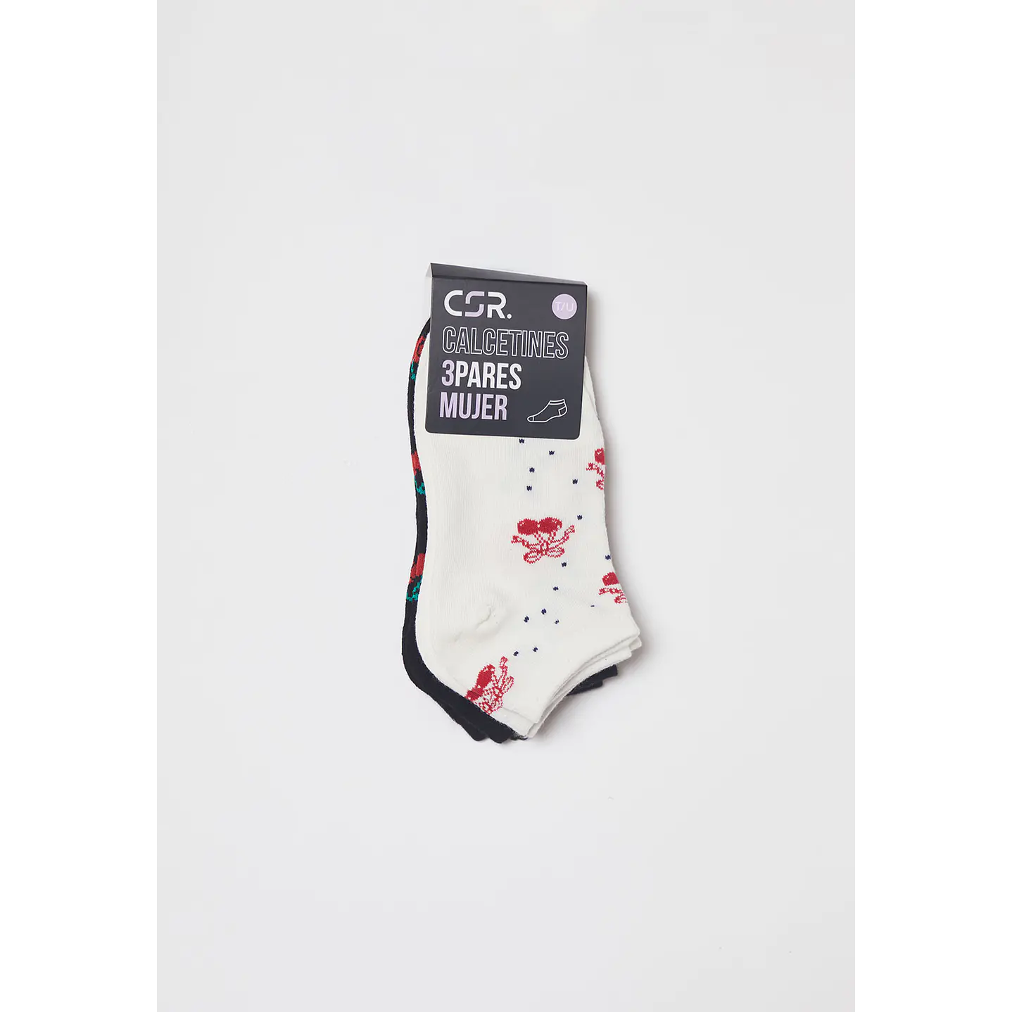 Calcetín Tripack Corto Mujer Cherry Blanco Familyshop 2