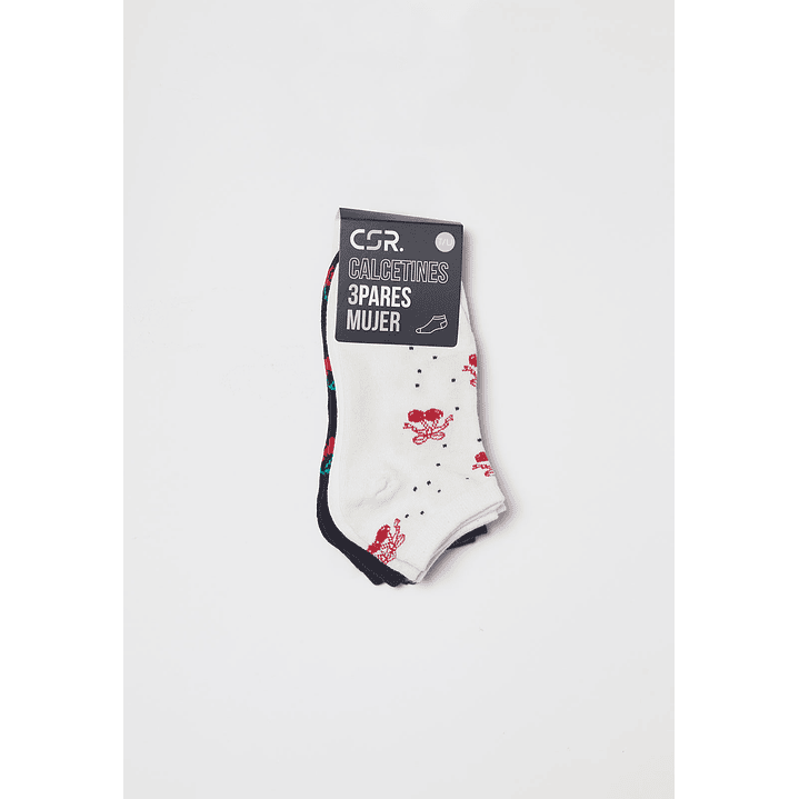Calcetín Tripack Corto Mujer Blanco Familyshop 2