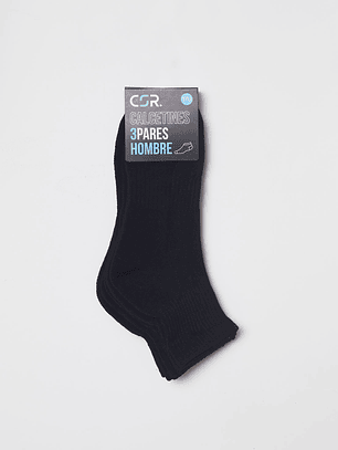 Calcetín Tripack Sport Corto Hombre Negro Familyshop