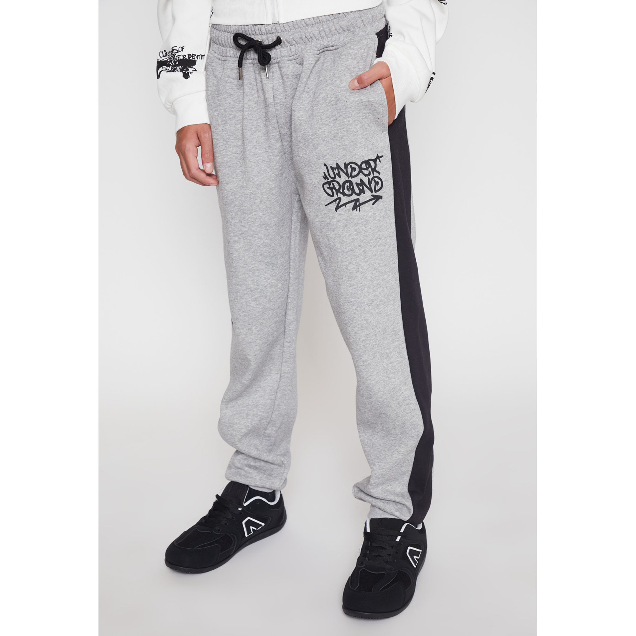 Pantalón Buzo Banda Lateral Color Lolo Gris Familyshop 1