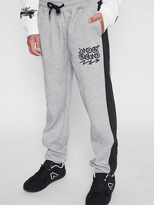 Pantalón Buzo Banda Lateral Color Lolo Gris Familyshop