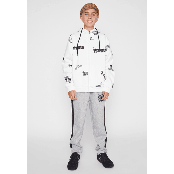 Pantalón Buzo Banda Lateral Color Lolo Gris Familyshop 2