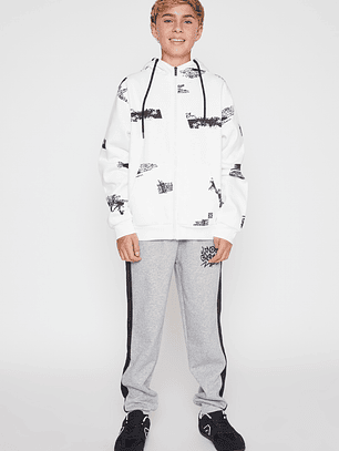 Pantalón Buzo Banda Lateral Color Lolo Gris Familyshop