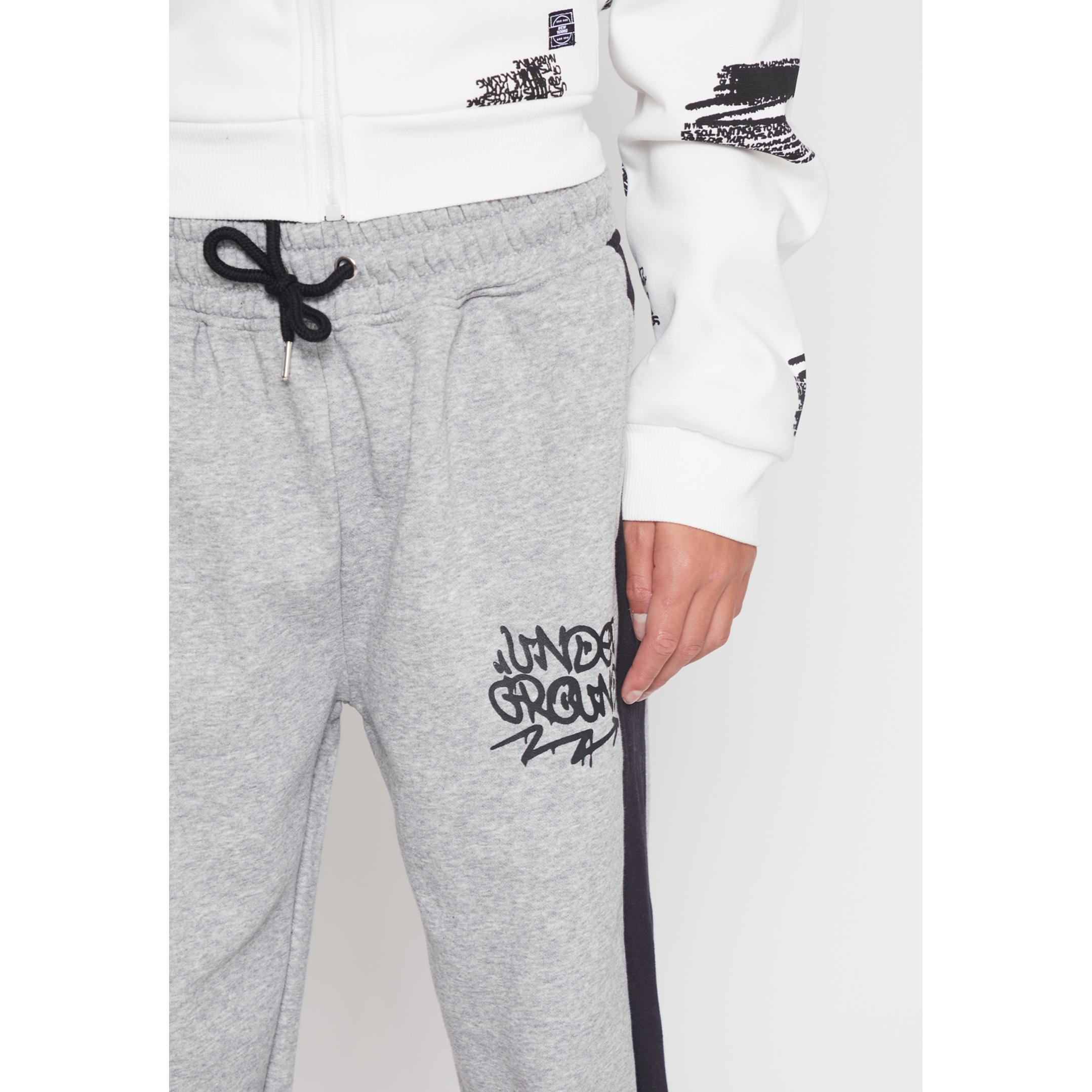 Pantalón Buzo Banda Lateral Color Lolo Gris Familyshop 3