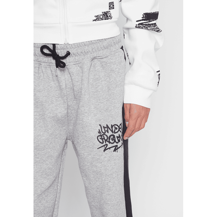 Pantalón Buzo Banda Lateral Color Lolo Gris Familyshop 3