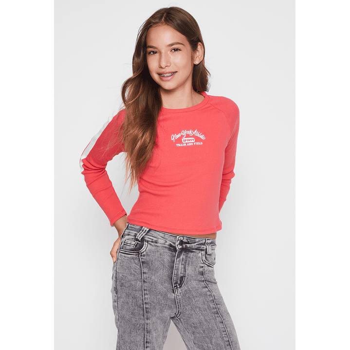 Polera Varsity Bordado Lola Rojo Familyshop 1