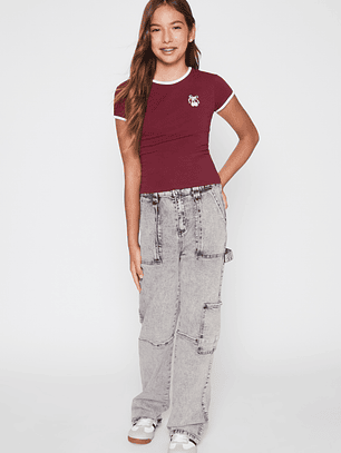 Polera Bordado Lola Burdeo Familyshop