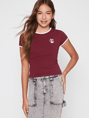 Polera Bordado Lola Burdeo Familyshop