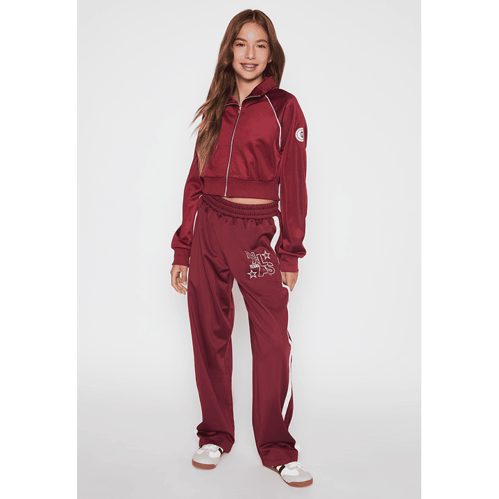 Pantalón Buzo Banda Lateral Lola Burdeo Familyshop 2