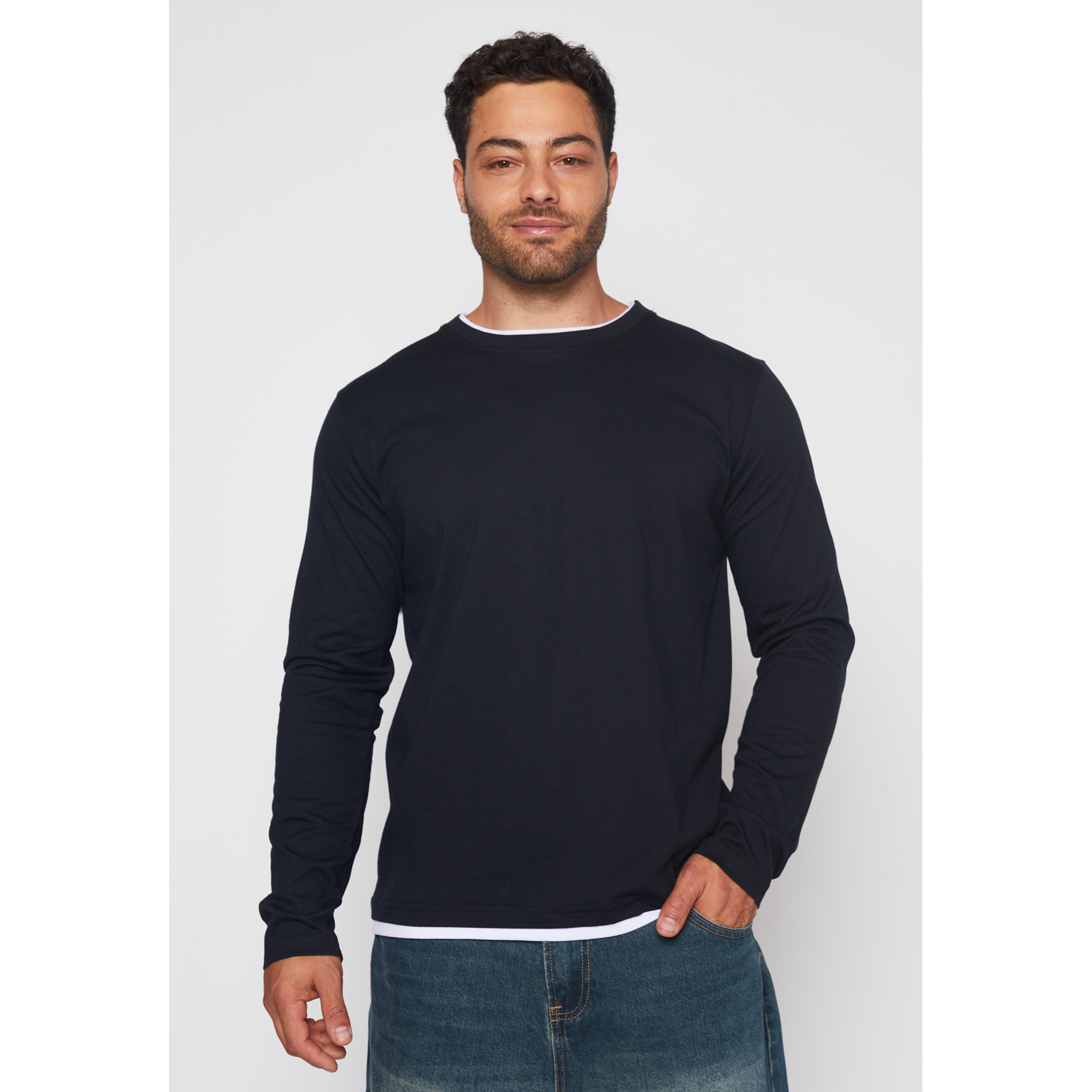 Polera Falso Hombre Negro Familyshop 1