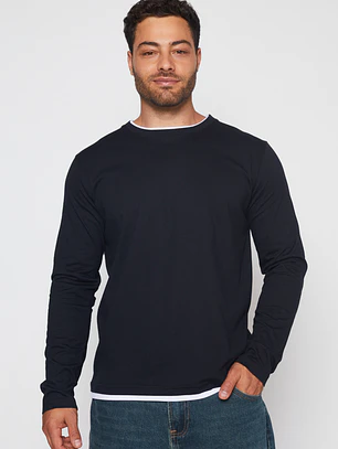 Polera Falso Hombre Negro Familyshop