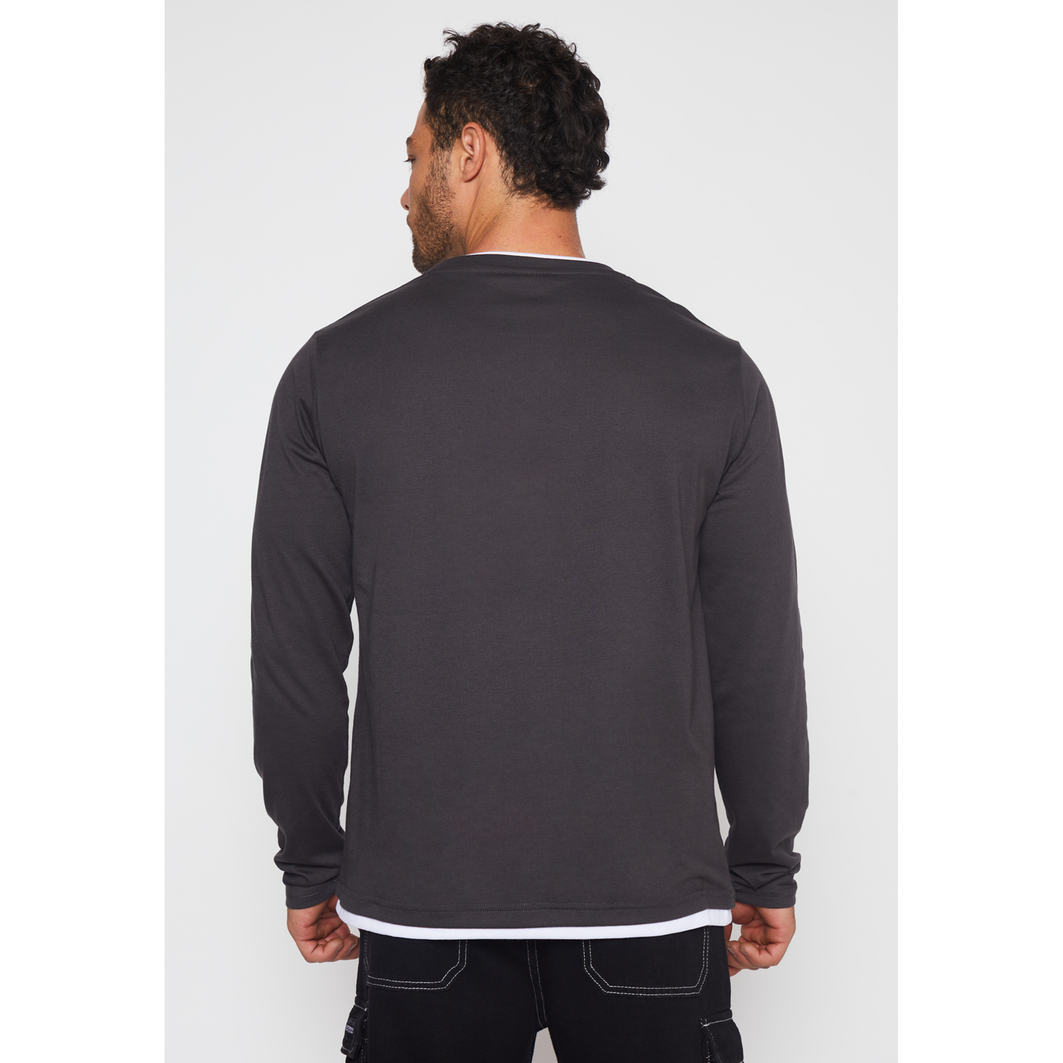 Polera Falso Manga Larga Hombre Gris Familyshop 3